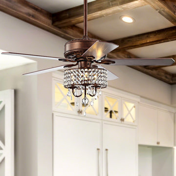 Becky 52" Crystal LED Chandelier Fan With Remote - JONATHAN Y